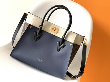 LV On My Side MM Tote Bag Monogram Canvas Navy Blue For Womtlm,  Shoulder Bags 12in/31cm LV M55933