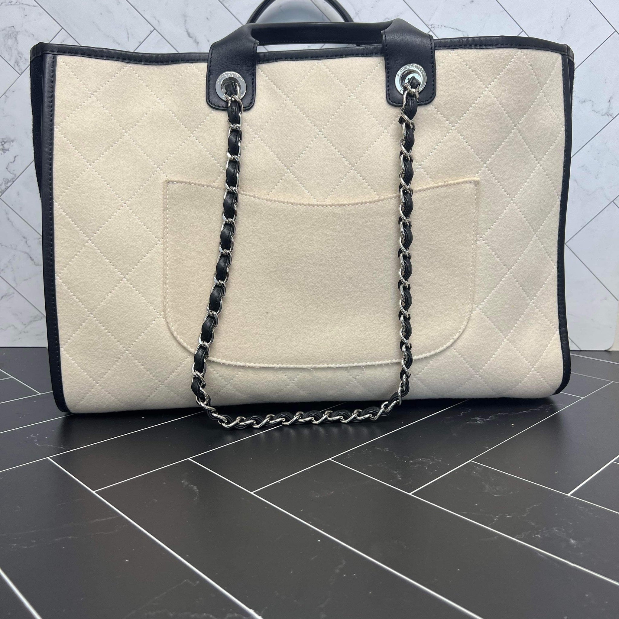 Chanel Large Deauville Tote Wool Felt