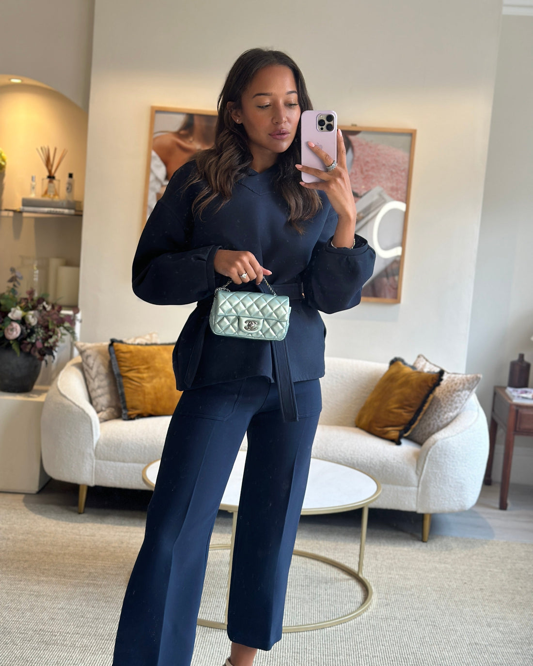 Chanel Pearl Light Blue Mini Rectangular Flap Bag with  Ruthenium Hardware