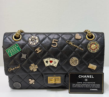 Chanel Small 2.55 Reissue Aged Calfskin Lucky Charms 225 Flap Black GHW