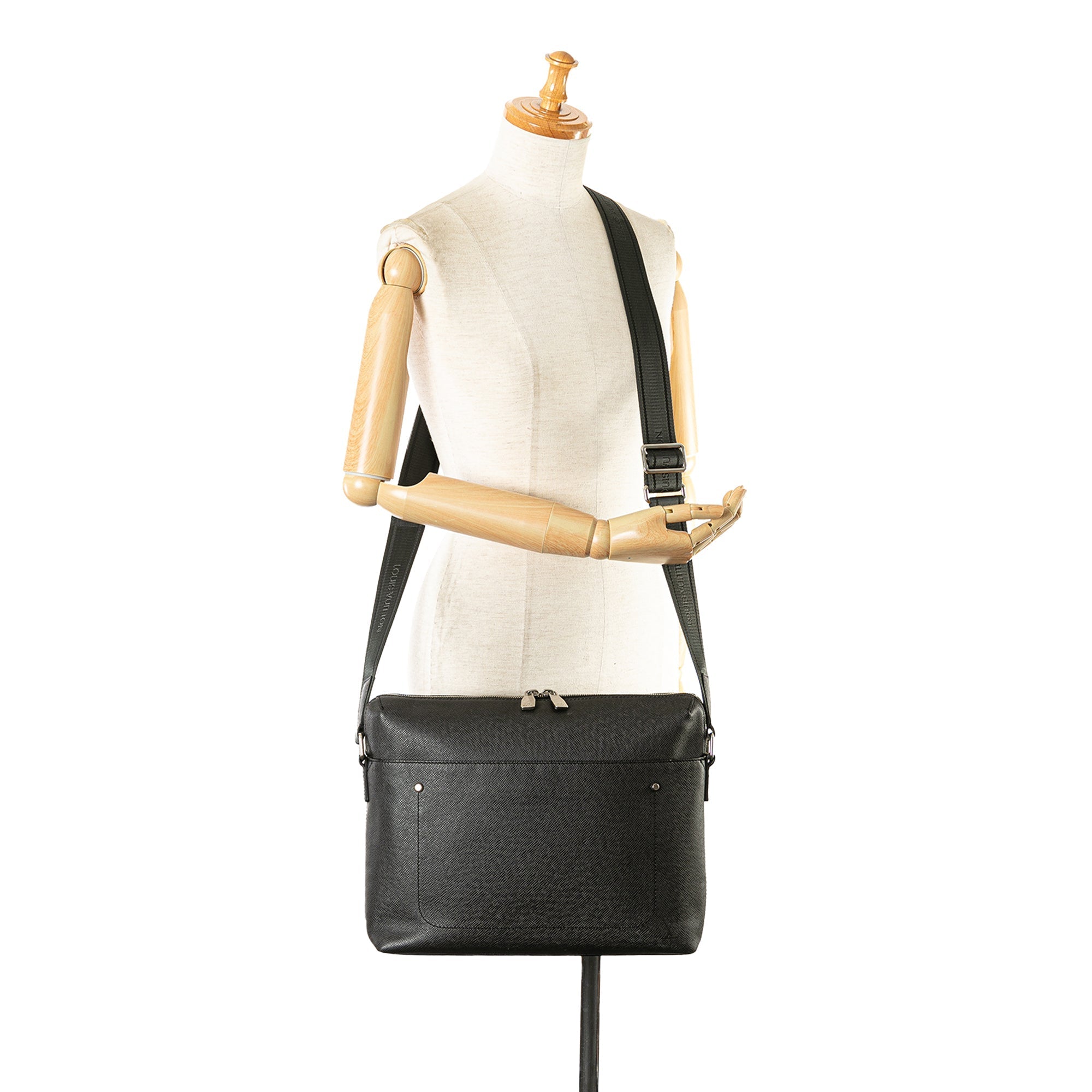 Black Louis Vuitton Taiga Grigori MM Crossbody Bag