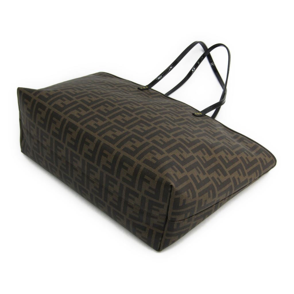Fendi Brown Printed Coated Canvas Roll Tote
