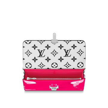 Louis Vuitton Cherrywood Chain Wallet Patent Leather Monogram Berlingot Pink