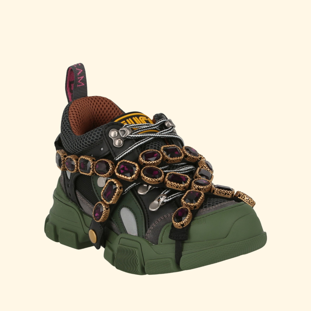 Gucci Flashtrek Chunky Leather Sneakers, Green,