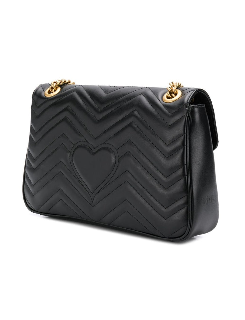 Gucci Black GG Marmont Series Medium Quilted Shoulder Bag