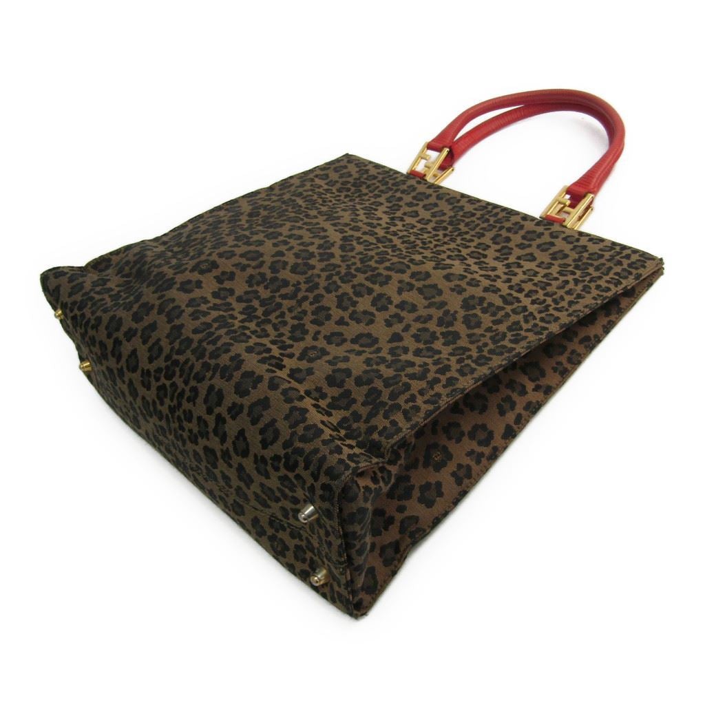 Fendi Leopard Printed Canvas Tote  (SHA-11086)