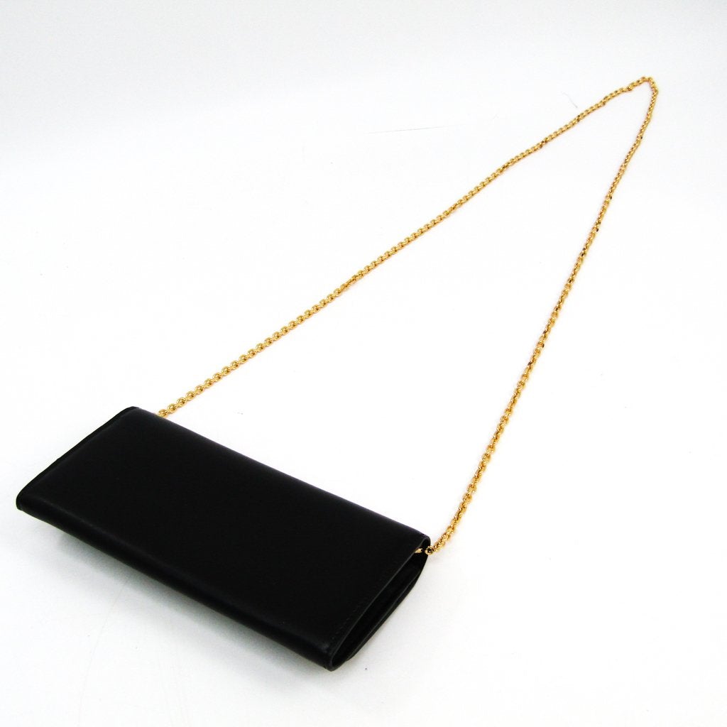 Fendi Black Leather Plexiglass Shoulder Wallet Bag SHA24918