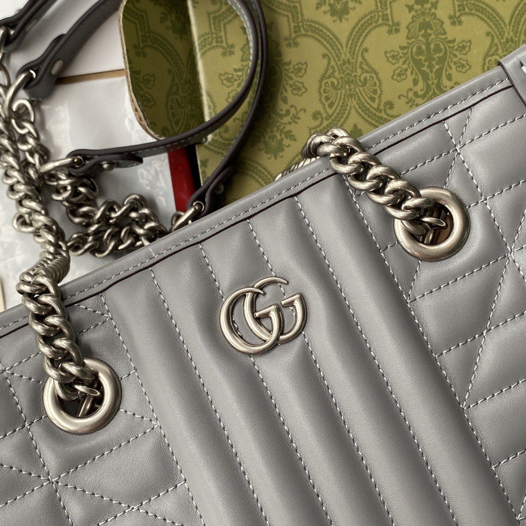 gg Marmont Small Tote Bag Dark Grey Matelassé For Womtlm 10in/26.5cm 681483 UM8BN 1711