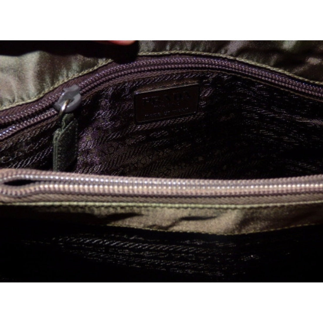 Prada dark khaki nylon Cleo Re-Edition small tote