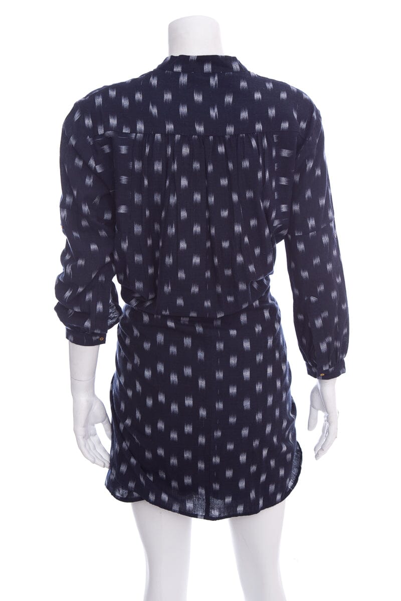 Ulla Johnson Navy Long Sleeve Cotton Half Button Up Dress SZ 2
