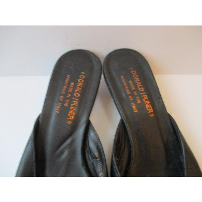 Donald J Pliner Black Green Kitten Heel Mulesslides Size Us