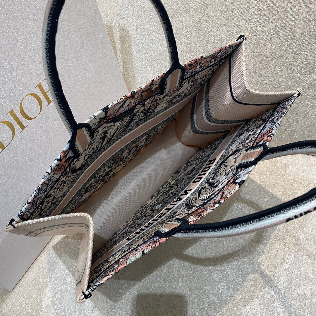 DI Medium Book Tote Multicolor La Force Embroidery, Multicolor, For Women Women’s Handbags, Shoulder Bags, 42cm CD M1286ZFOR_M884