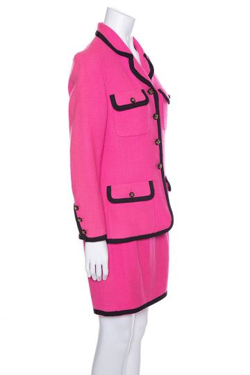 Chanel Vintage 1991 Pink Tweed Jacket and Skirt Set SZ N/A