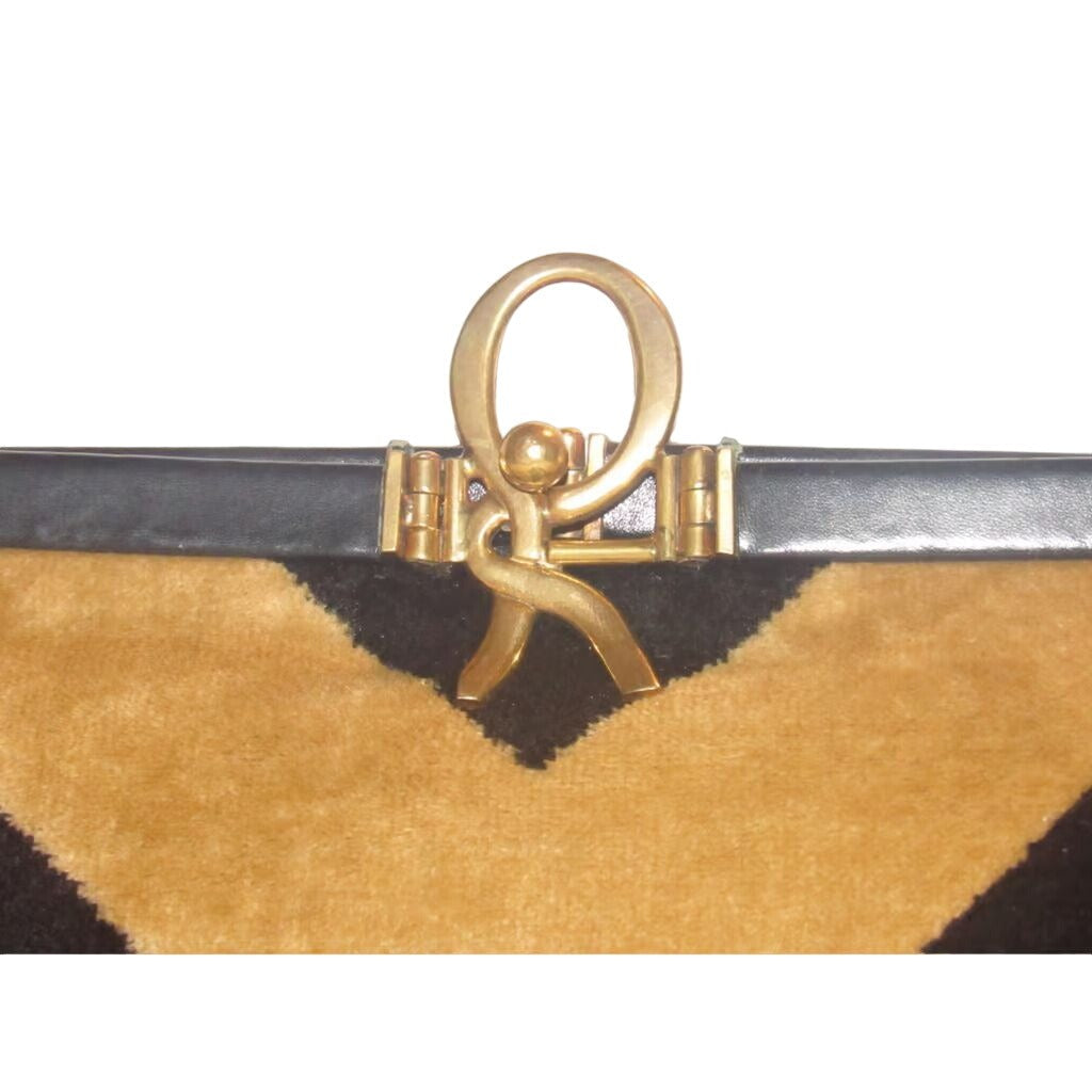 Roberta di Camerino Art Deco look velvet & leather two-way purse