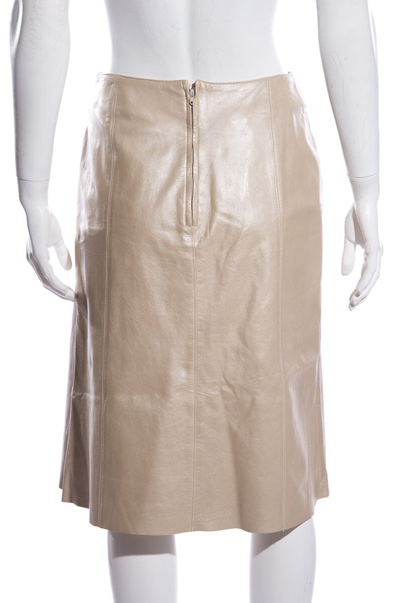 Chanel Vintage Gold Lambskin Leather Skirt SZ 40