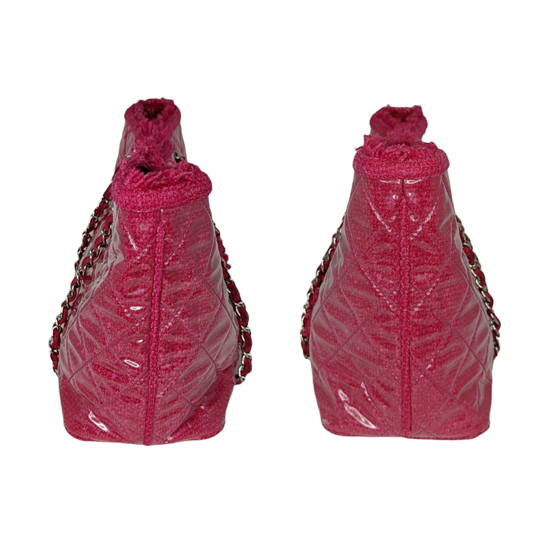 Chanel Bag Vinyl Quilted Funny Tweed Tote Pink