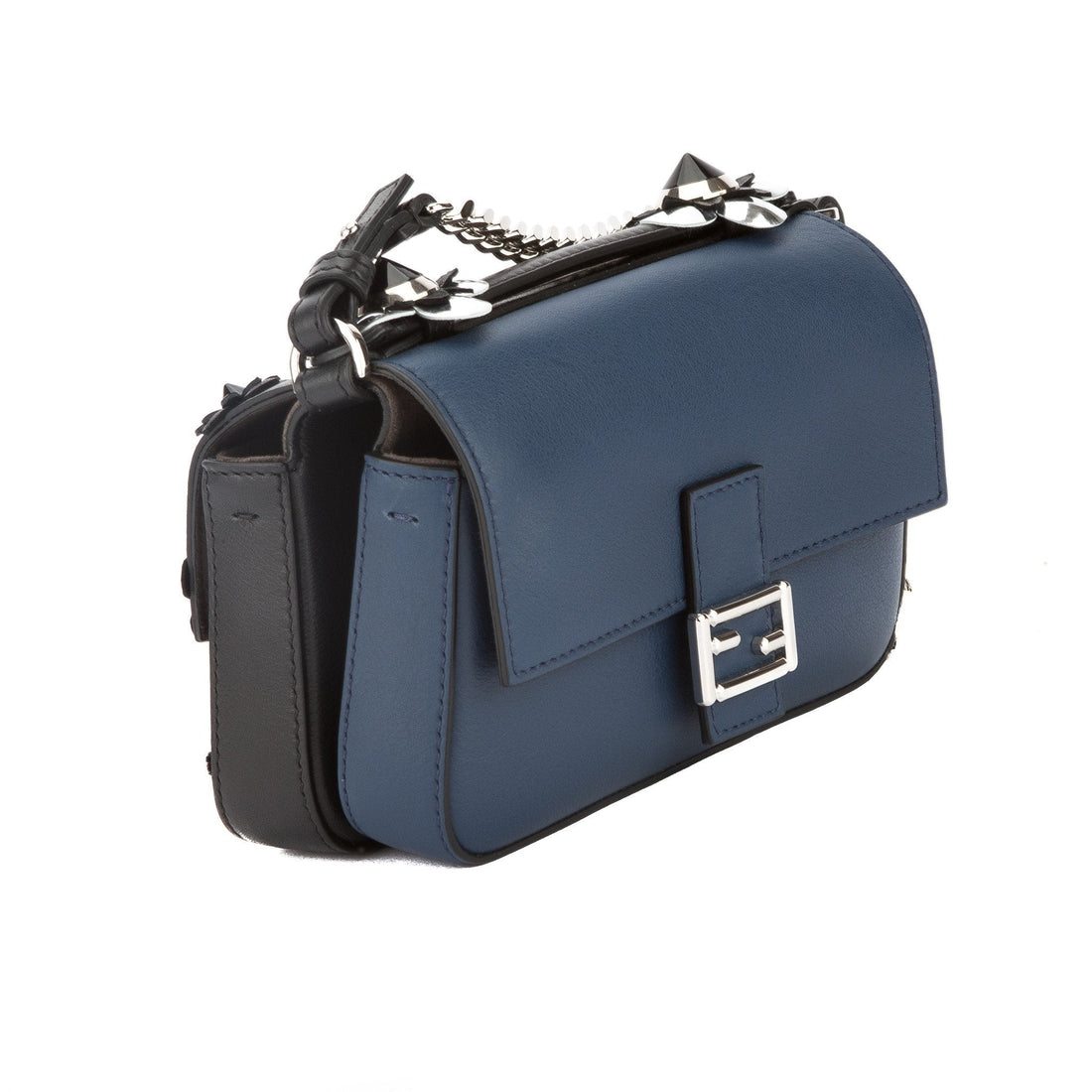 Fendi Black Leather Double Micro Baguette Bag