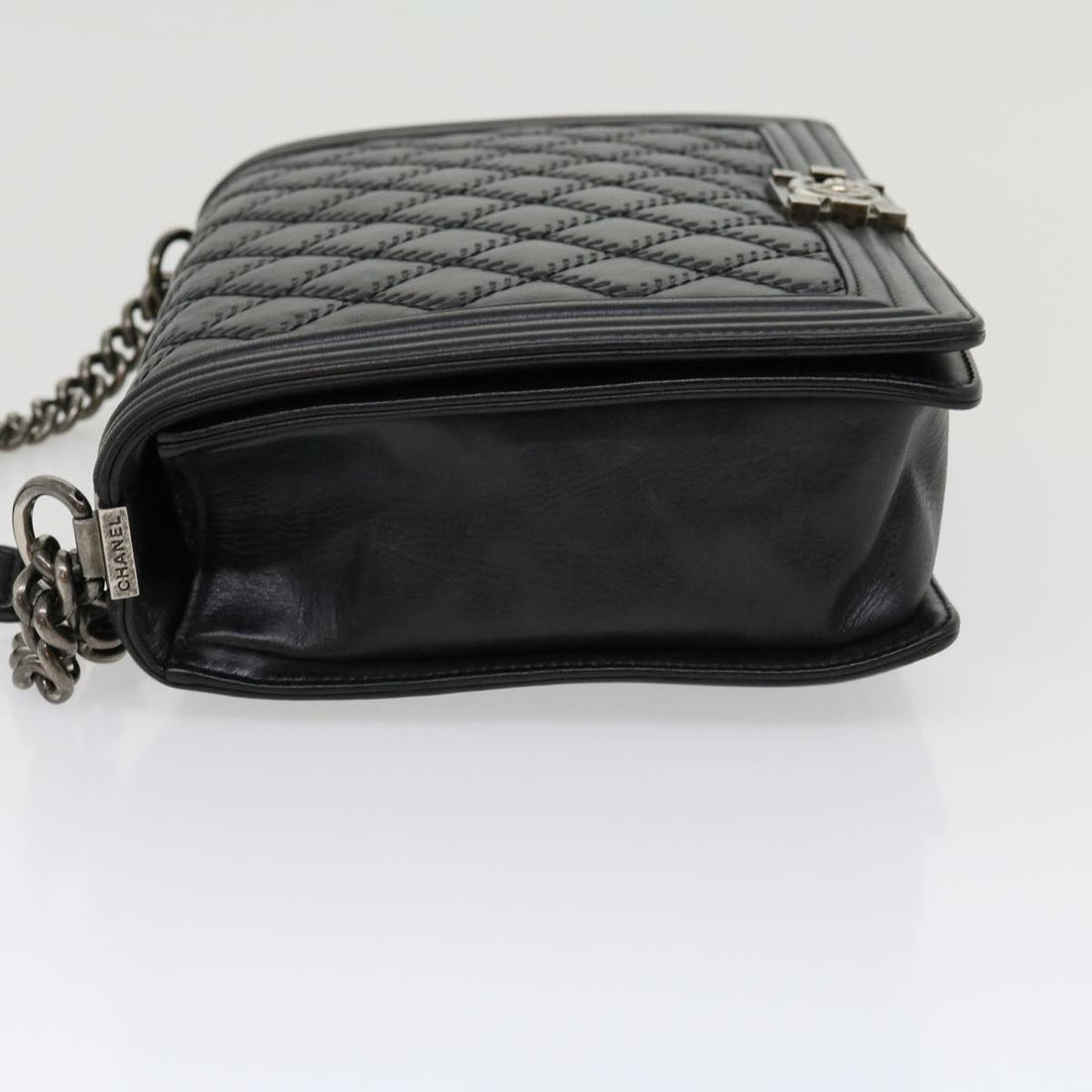 Chanel Big Matelasse Boy  Chain Shoulder Bag Lamb Skin Black  30943A