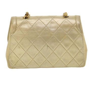 Chanel Matelasse Turn Lock Chain Shoulder Bag Lamb Skin Gold CC  31382A