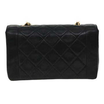 Chanel Diana Matelasse Shoulder Bag Lamb Skin Black CC Auth 31443