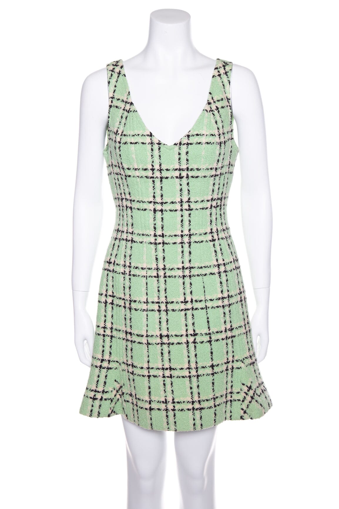 Chanel Green and Black Tweed Dress and Jacket Set SZ 40