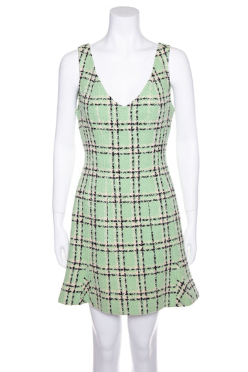 Chanel Green and Black Tweed Dress and Jacket Set SZ 40