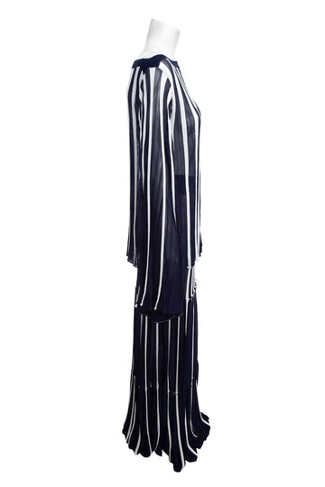 Chloe Navy and White Vertical Striped 2 PC Set SZ L
