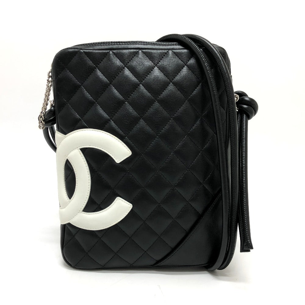 CHANEL Shoulder Bag lambskin Black x white Cambon line Women Used