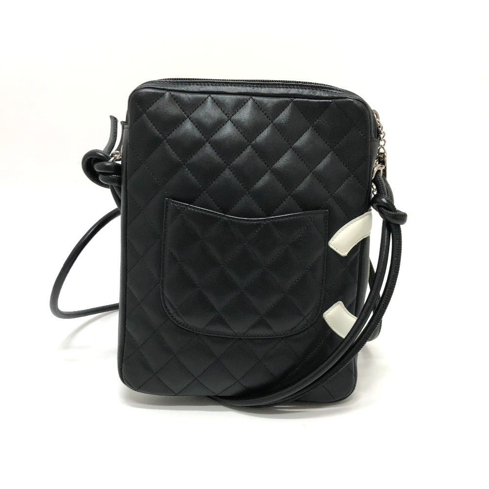 CHANEL Shoulder Bag lambskin Black x white Cambon line Women Used