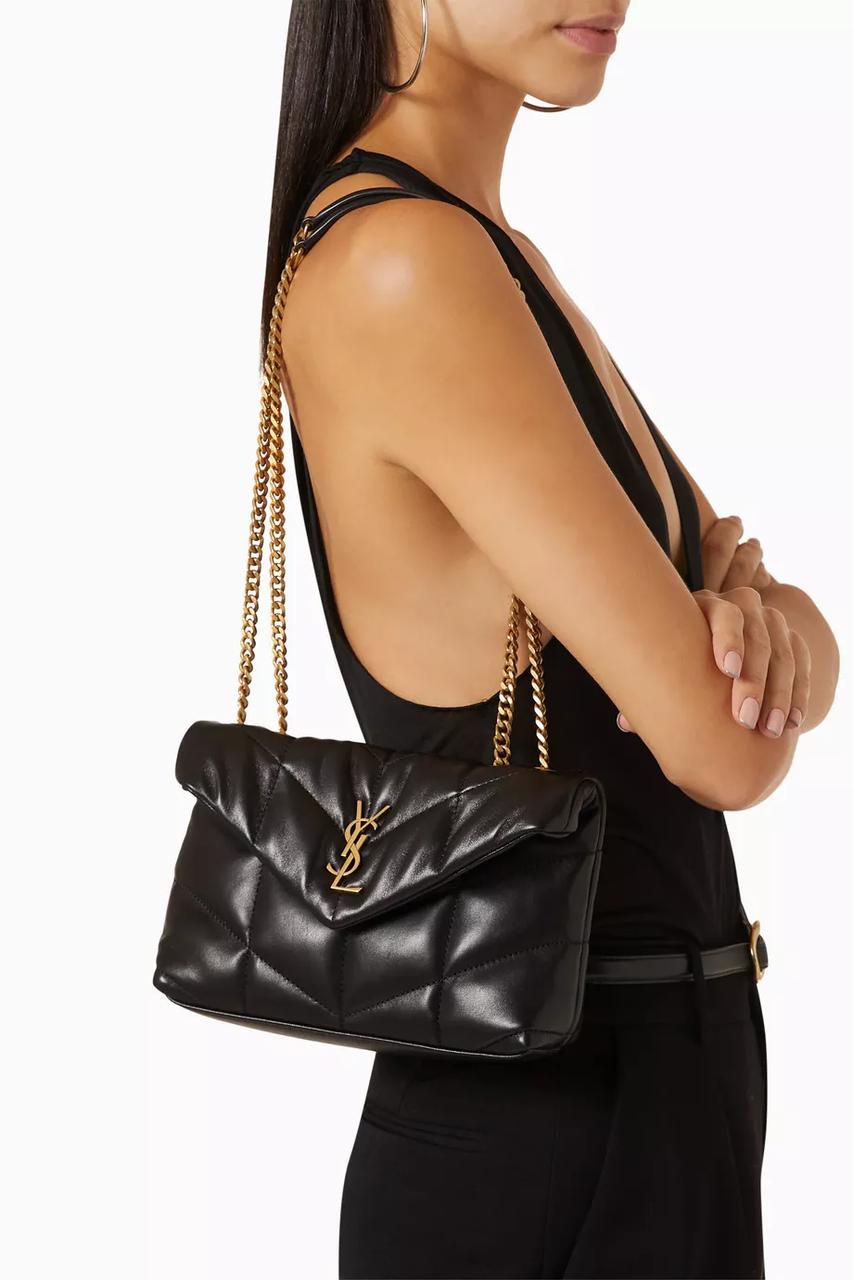 YSL Women Bag  Elegant Crossbody Design (Black/Gold)