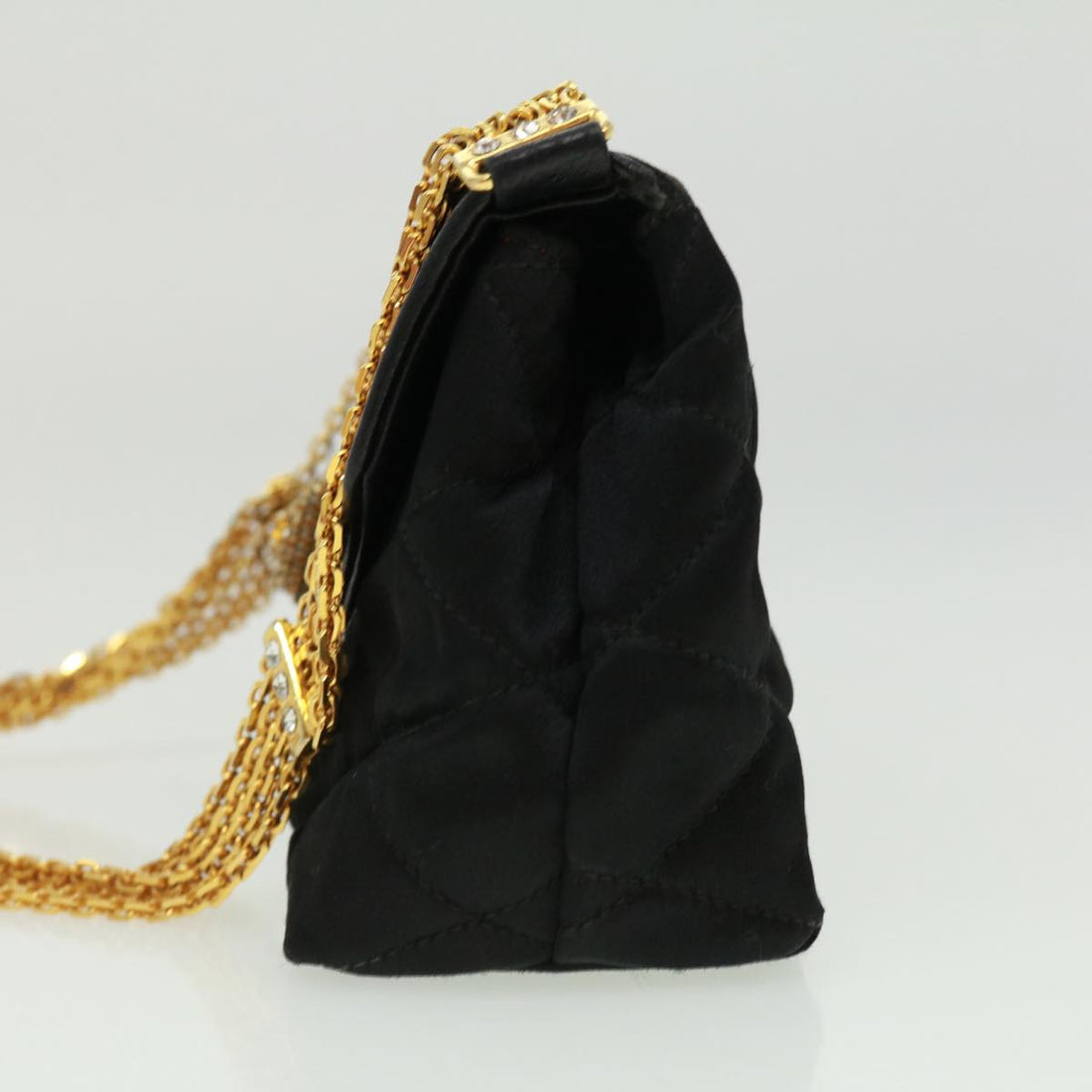 Chanel Matelasse Chain stone Shoulder Bag Black CC Auth 32695A