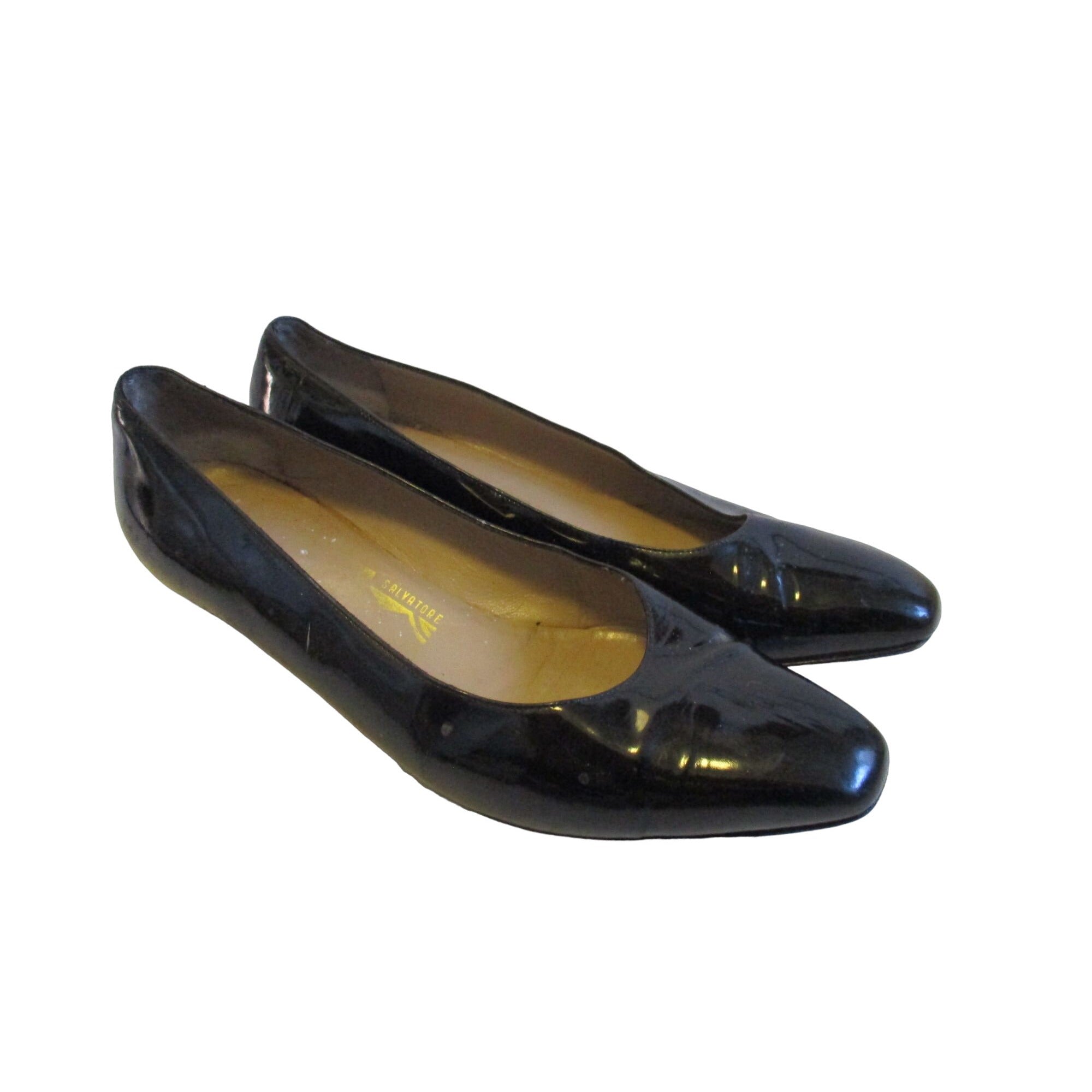 Salvatore Ferragamo Black Patent Leather Flats