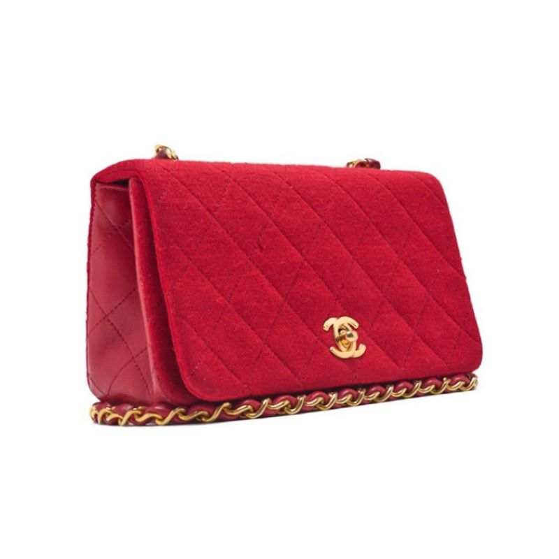 CHANEL ?CHANEL?MINI TRASSE Full Flap Turnlock Chain Shoulder Cotton Red  Shoulder Bag Mini Shoulder Bag  Bag Hybrid ? Ship??SS?Official Online