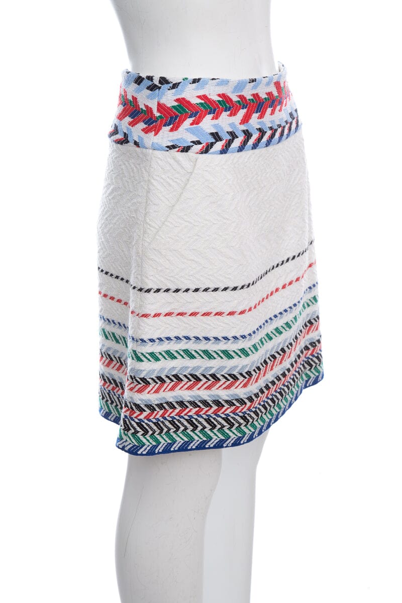 Chanel White Knit Chevron Detail Skirt  SZ 38