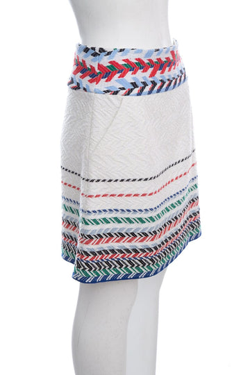 Chanel White Knit Chevron Detail Skirt  SZ 38