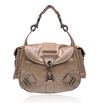 CHRISTIAN DIOR Beige Leather Rebelle Shoulder Bag Handbag