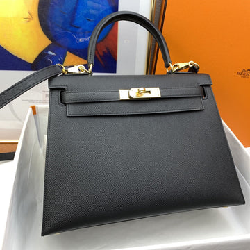 HM Kelly 28 Sellier Epsom Black Bag For Womtlm, Handbags, Shoulder Bags 11in/28cm