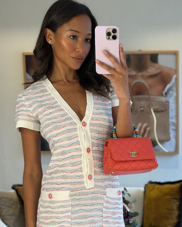 Chanel Pink Extra Mini Coco Multi-Colour Handle Bag in Lambskin with Champagne Gold Hardware