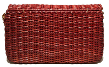 CHANEL Red Wicker Classic Flap Shoulder Bag