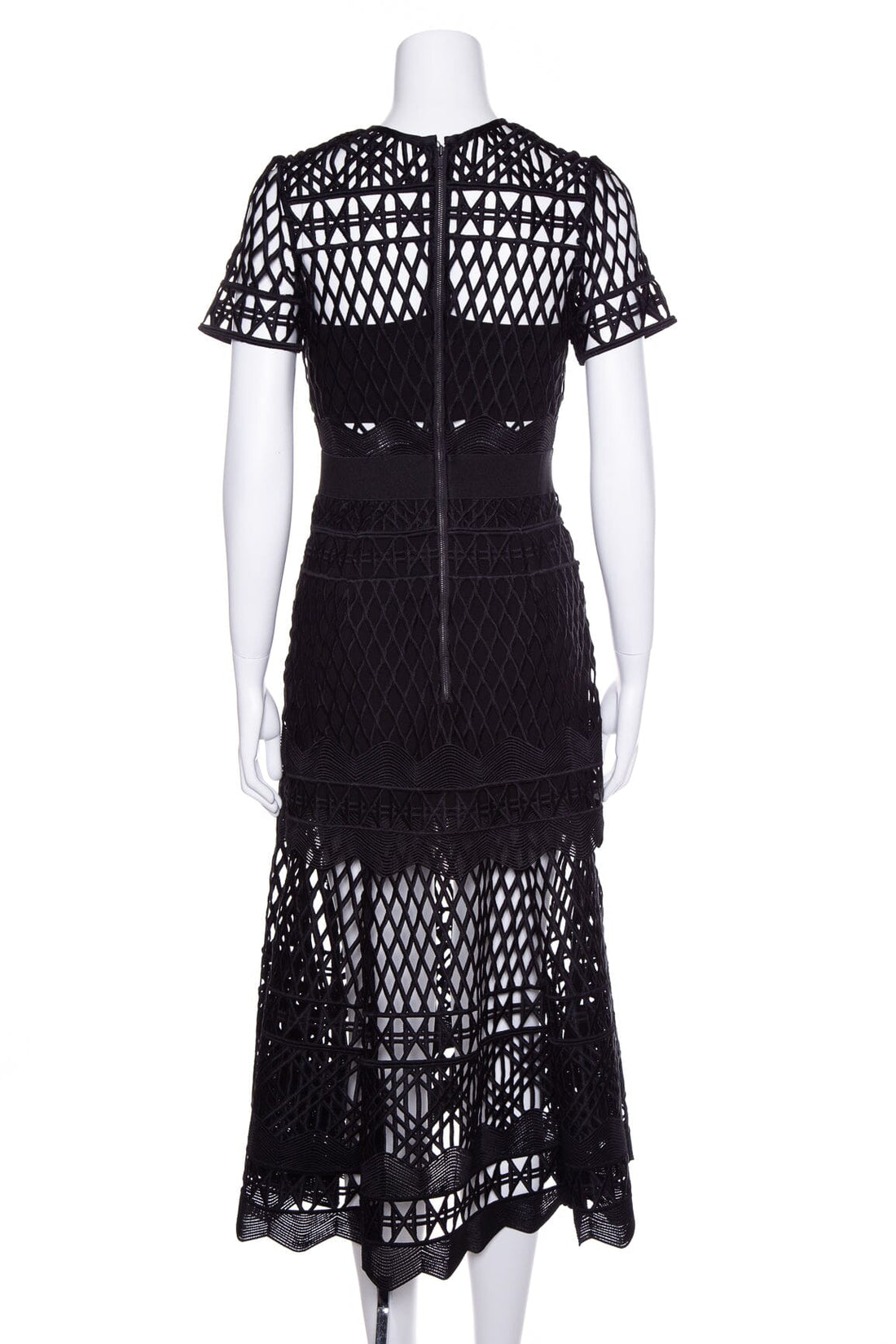 Self Portrait Black Cut Out Short Sleeve Fitted Dress SZ 6