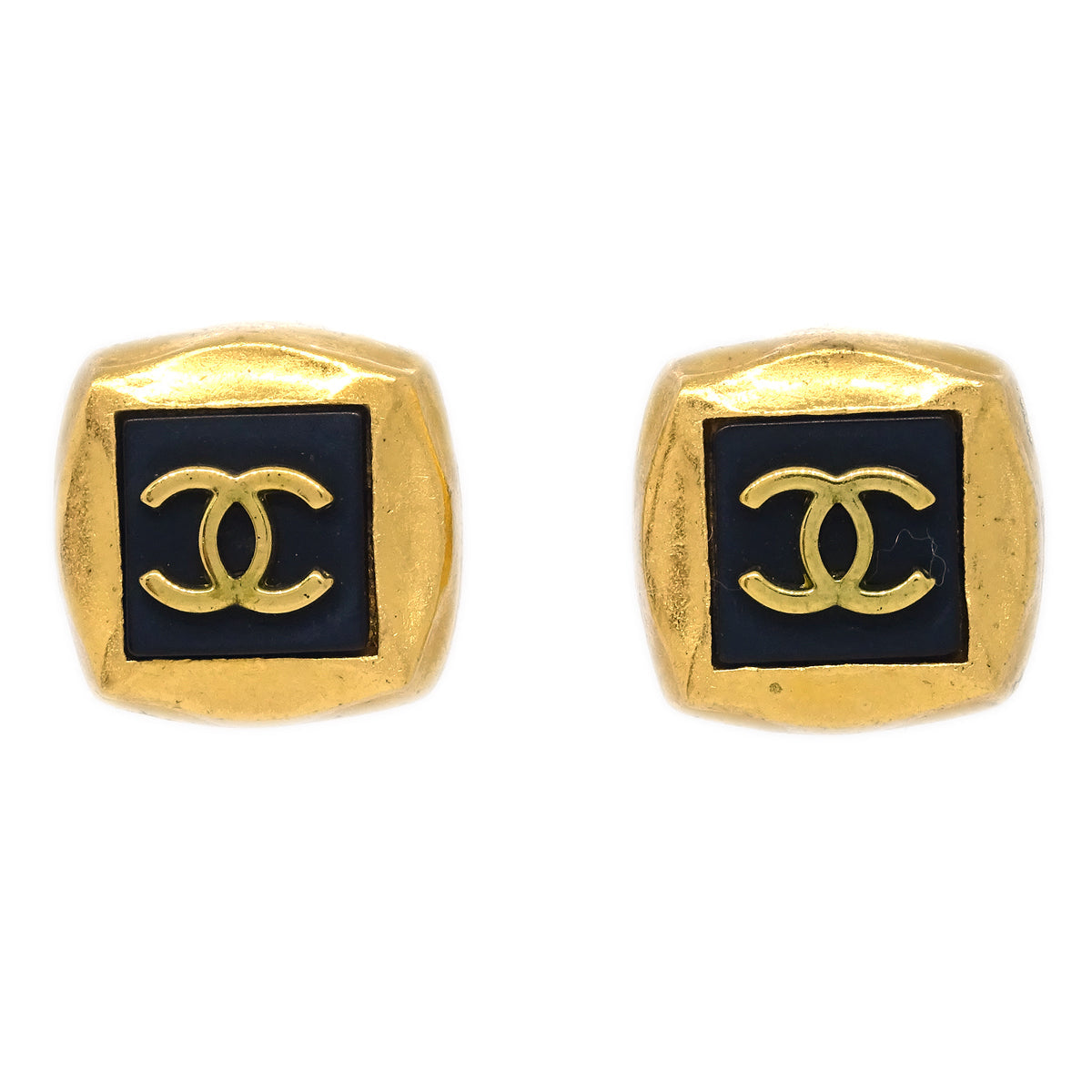 Chanel Square Earrings Clip-On Gold 95A