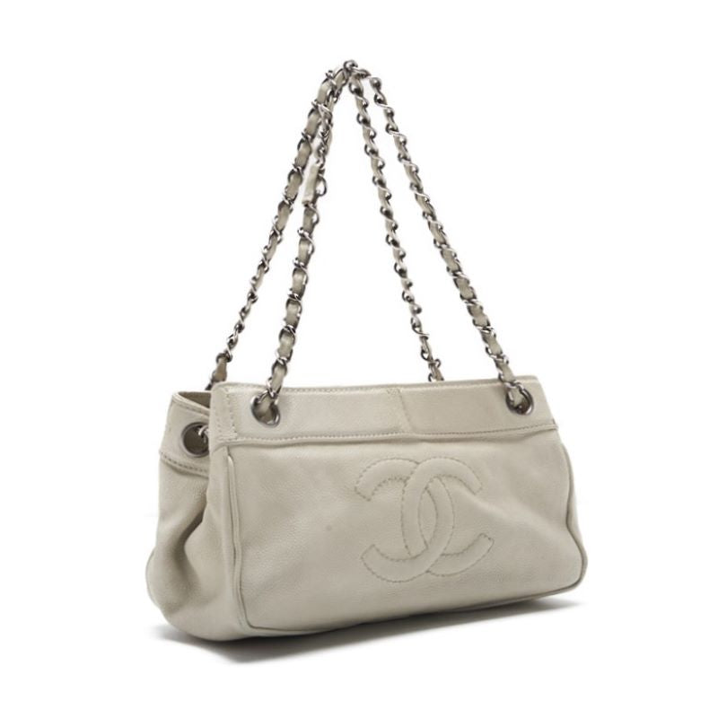 CHANEL ?CHANEL?Coco Chain Sder Caviar S White (Silver G ) Shoulder Bag Mini Shellder Bag  Bag Hybrid ? Ship?