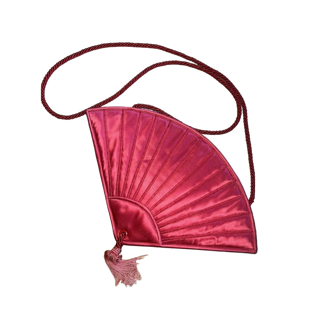 SOLD- Fendi SAS scarlet red fan shaped two-way purse