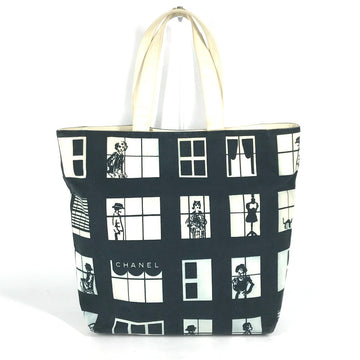 CHANEL Tote Bag canvas black window line logo