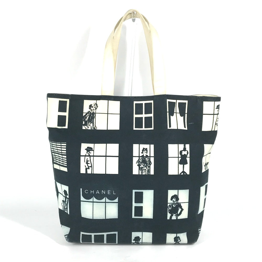CHANEL Tote Bag canvas black window line logo
