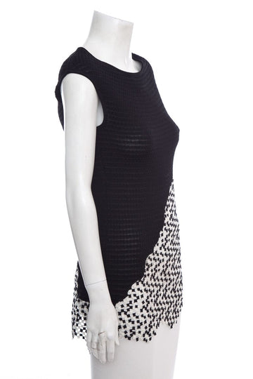 Chanel Black and White Sleeveless Blouse SZ 36