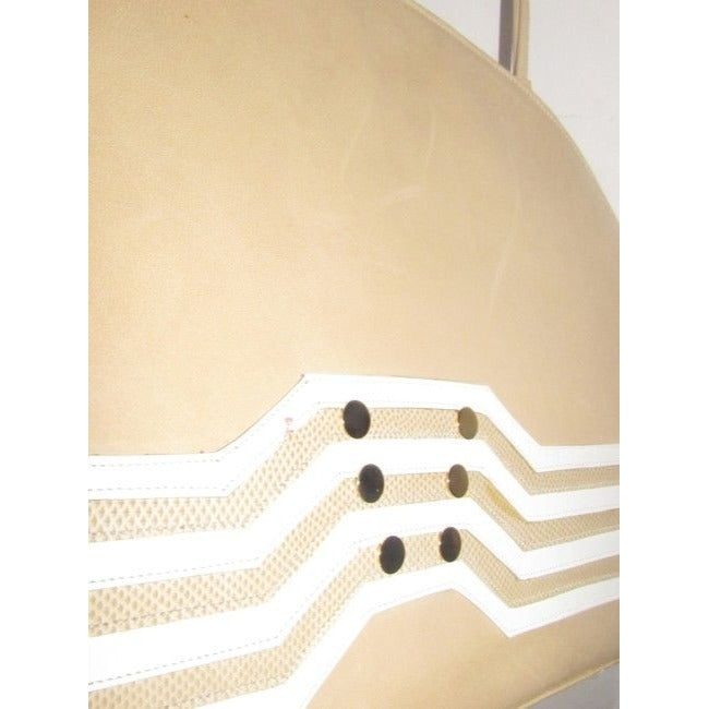 Bally Vintage Beige Glossy Leather Two-Way Shoulder Bag