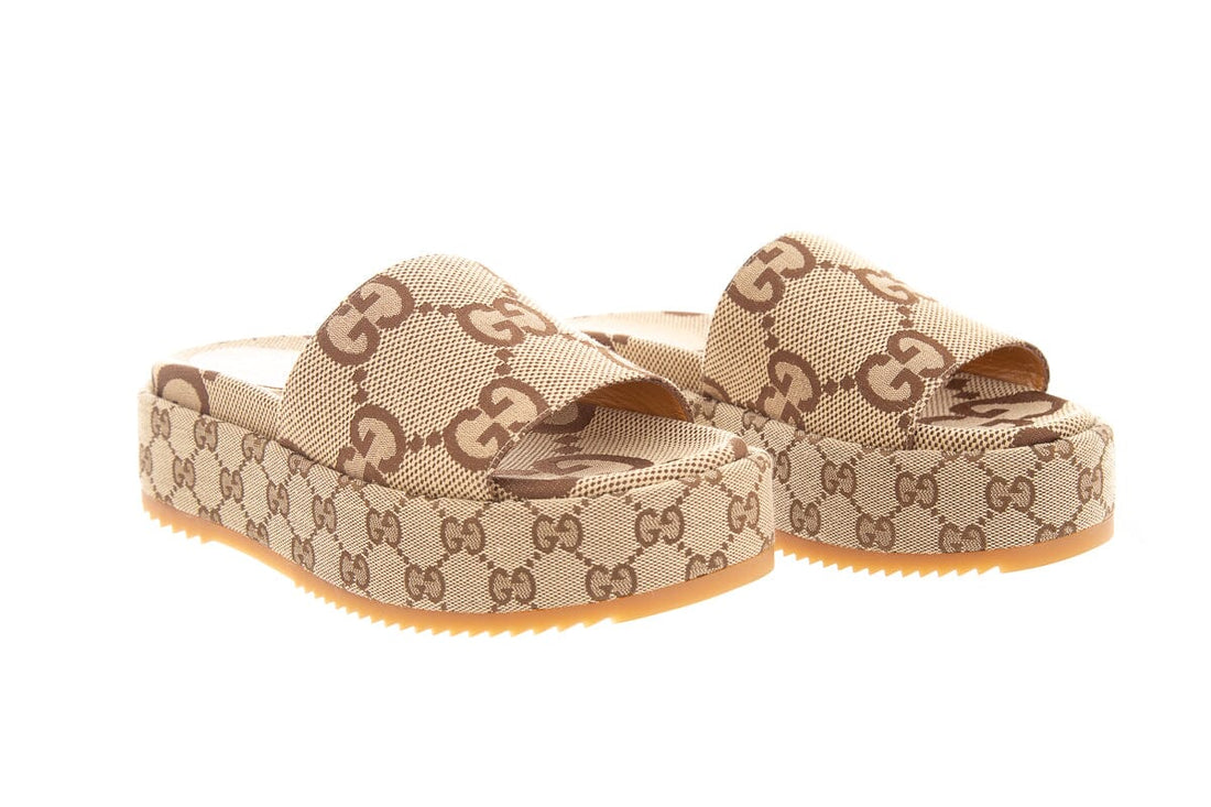 Gucci Monogram GG Logo Canvas Platforms SZ 38