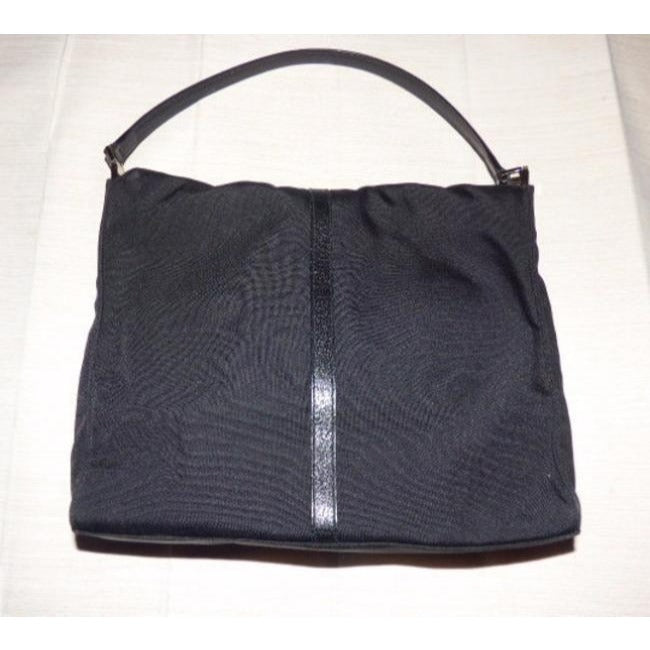 Gucci Jackie Vintage Black Leather Nylon Fabric Shoulder Bag