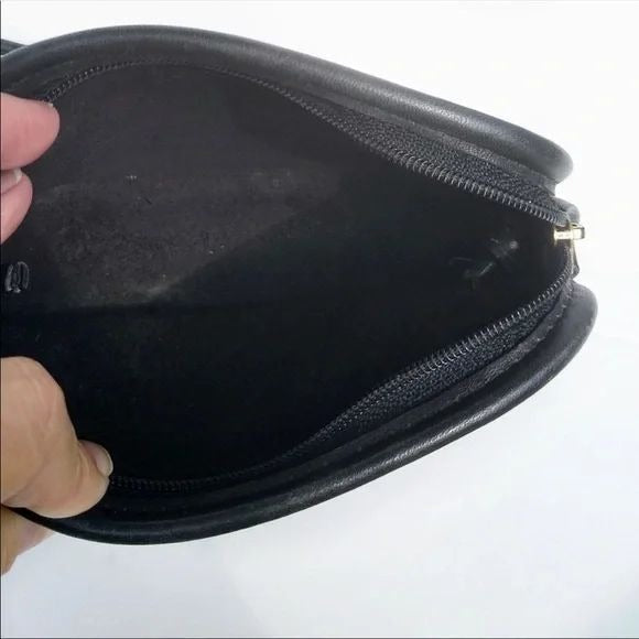 Vintage Coach, 'Hadley' line, hobo style purse in a black buttery soft leather, with a long strap and brass accents